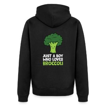 Brocoli doux Juste un garçon qui aime le brocoli - Veste à capuche bio Premium Unisexe - noir - Dos - Nico (187cm)