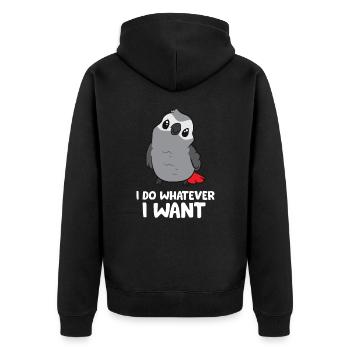 I Do Whatever I Want African Grey Parrot - Unisex Premium Organic Zip Hoodie - black - Back - Nico (187cm)