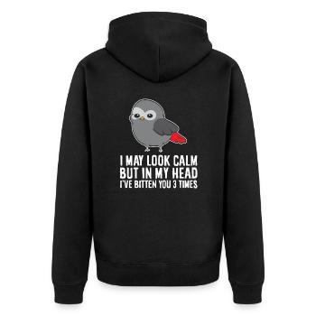 I May Look Calm But In My Head I've Bitten You 3 - Unisex Premium Organic Zip Hoodie - black - Back - Nico (187cm)