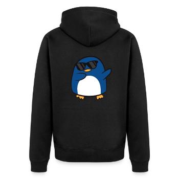 Lustiger Pinguin-Liebhaber tupfender Pinguin - Unisex Premium Bio Zip Hoodie - Schwarz - Hinten - Nico (187cm)