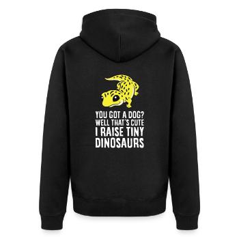 Du hast einen Hund, das ist niedlich, ich ziehe - Unisex Premium Bio Zip Hoodie - Schwarz - Hinten - Nico (187cm)