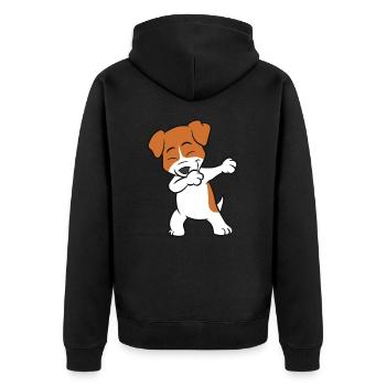 Tupfen Jack Russell Liebe Jack Russell - Unisex Premium Bio Zip Hoodie - Schwarz - Hinten - Nico (187cm)