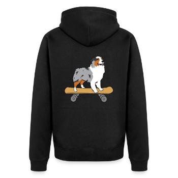 Aussie Skateboard Love Australian Shepherds - Unisex Premium Organic Zip Hoodie - black - Back - Nico (187cm)