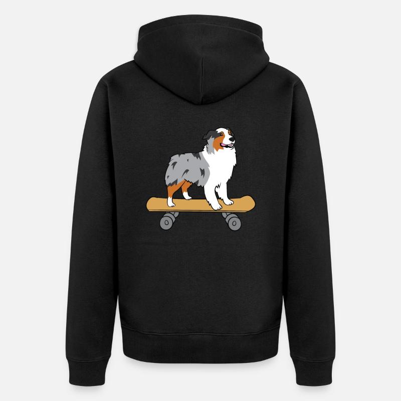 Aussie Skateboard Liebe Australian Shepherds - Unisex Premium Bio Zip Hoodie - Schwarz