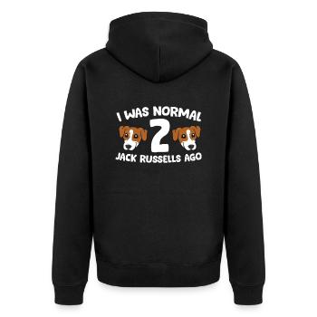 Lustiger Jack Russell Liebhaber Ich war normal - Unisex Premium Bio Zip Hoodie - Schwarz - Hinten - Nico (187cm)