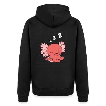 Schlafender Axolotl Liebe Axolotl - Unisex Premium Bio Zip Hoodie - Schwarz - Hinten - Nico (187cm)