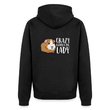 Crazy Guinea Pig Lady Pet Guinea Pig - Unisex Premium Bio Zip Hoodie - Schwarz - Hinten - Nico (187cm)