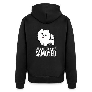 Samoyed Dog Owner Life Is Better With A Samoyed - Unisex Premium Organic Zip Hoodie - black - Back - Nico (187cm)
