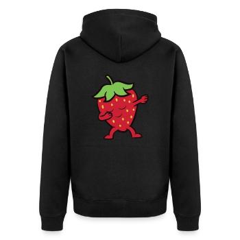 Tupfen Erdbeere Liebe Erdbeeren - Unisex Premium Bio Zip Hoodie - Schwarz - Hinten - Nico (187cm)
