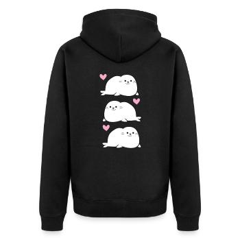 Mignons Phoques Bébés Phoques Amour Phoques - Veste à capuche bio Premium Unisexe - noir - Dos - Nico (187cm)
