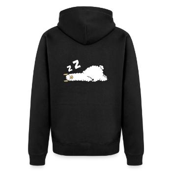 Tired Llama Pajama Love Llamas - Unisex Premium Organic Zip Hoodie - black - Back - Nico (187cm)