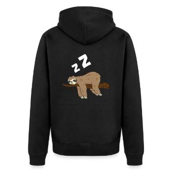 Müde Faultiere Pyjama Liebe Faultiere - Unisex Premium Bio Zip Hoodie - Schwarz - Hinten - Nico (187cm)