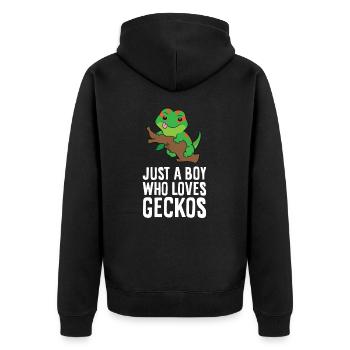 Gecko mignon Juste un garçon qui aime les geckos - Veste à capuche bio Premium Unisexe - noir - Dos - Nico (187cm)