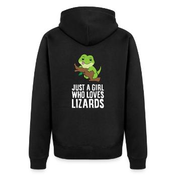 Nur ein Mädchen, das Eidechsen liebt - Unisex Premium Bio Zip Hoodie - Schwarz - Hinten - Nico (187cm)
