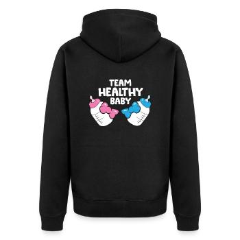 Équipe de genre Healthy Baby Fun Baby Shower - Veste à capuche bio Premium Unisexe - noir - Dos - Nico (187cm)