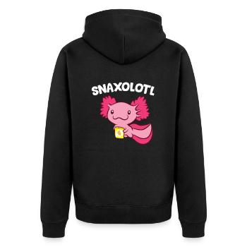 Axolotl Lover Snaxolotl Kawaii Axolotl Essen - Unisex Premium Bio Zip Hoodie - Schwarz - Hinten - Nico (187cm)