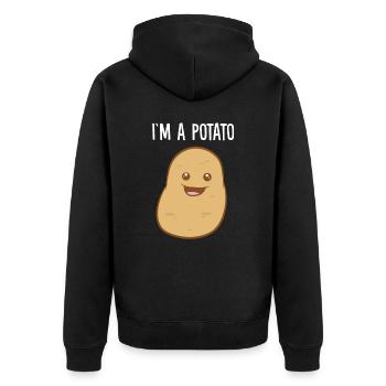 Je suis une pomme de terre - Veste à capuche bio Premium Unisexe - noir - Dos - Nico (187cm)