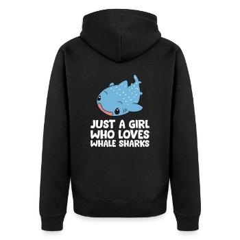 Juste une fille qui aime les requins-baleines - Veste à capuche bio Premium Unisexe - noir - Dos - Nico (187cm)