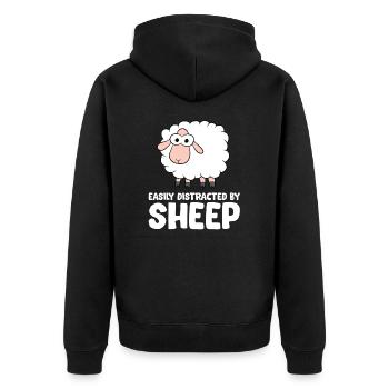 Easily Distracted By Sheep - Unisex Premium Organic Zip Hoodie - black - Back - Nico (187cm)