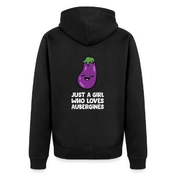 Juste une fille qui aime les aubergines - Veste à capuche bio Premium Unisexe - noir - Dos - Nico (187cm)