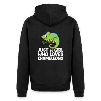 Just a Girl Who Loves Chameleons - Unisex Premium Organic Zip Hoodie - black - Back - Nico (187cm)