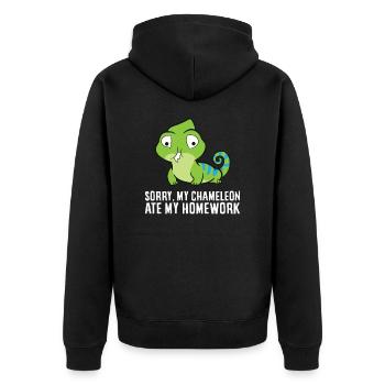 Sorry My Chameleon Ate My Homework - Unisex Premium Organic Zip Hoodie - black - Back - Nico (187cm)