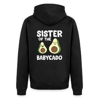 Avocado Baby Schwangerschaft Schwester der - Unisex Premium Bio Zip Hoodie - Schwarz - Hinten - Nico (187cm)