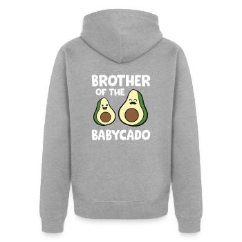 Avocado Baby Schwangerschaft Bruder der Babycado - Unisex Premium Bio Zip Hoodie - Grau meliert - Hinten - Nico (187cm)