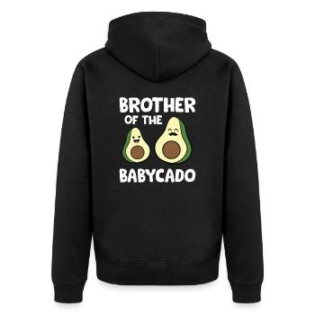 Avocado Baby Pregnancy Brother Of The Babycado - Unisex Premium Organic Zip Hoodie - black - Back - Nico (187cm)