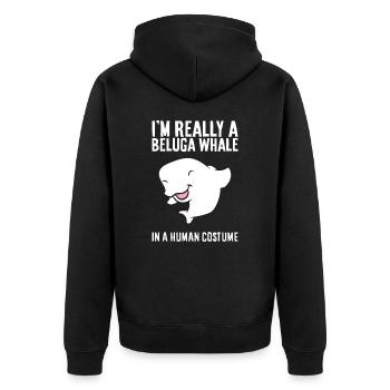 Ich bin wirklich ein Belugawal in einem - Unisex Premium Bio Zip Hoodie - Schwarz - Hinten - Nico (187cm)