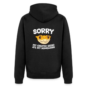 Crested Gecko Pet Sorry My Crested Gecko Ate My - Unisex Premium Bio Zip Hoodie - Schwarz - Hinten - Nico (187cm)