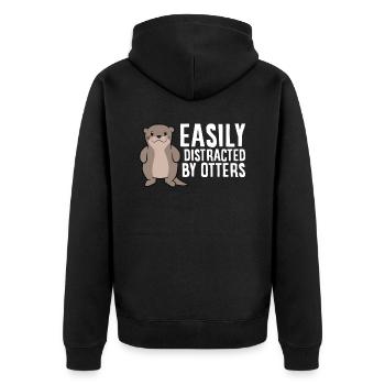 Easily Distracted By Otters Love Sea Otters - Unisex Premium Organic Zip Hoodie - black - Back - Nico (187cm)