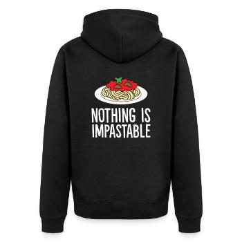 Nichts ist unanfechtbar Spaghetti Pasta - Unisex Premium Bio Zip Hoodie - Schwarz - Hinten - Nico (187cm)
