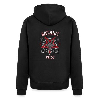 Satanic Pride I Goat Head Baphomet - Unisex Premium Bio Zip Hoodie - Schwarz - Hinten - Nico (187cm)
