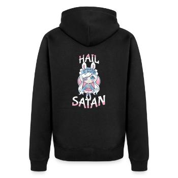 Hail Satan I Satanic Creepy Cute Anime Girl - Unisex Premium Organic Zip Hoodie - black - Back - Nico (187cm)