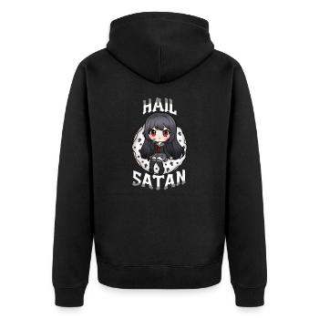 Hail Satan I Creepy Cute Witch - Unisex Premium Organic Zip Hoodie - black - Back - Nico (187cm)