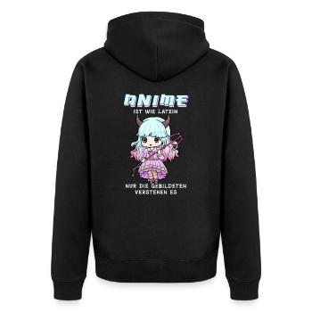 Anime ist wie Latein I Creepy Cute Witch - Unisex Premium Bio Zip Hoodie - Schwarz - Hinten - Nico (187cm)