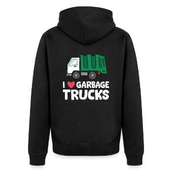 Recycling Garbage Truck I Love Garbage Trucks - Unisex Premium Bio Zip Hoodie - Schwarz - Hinten - Nico (187cm)