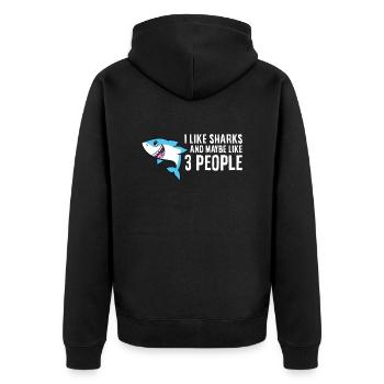 J’aime les requins et peut-être comme 3 personnes aiment les requins - Veste à capuche bio Premium Unisexe - noir - Dos - Nico (187cm)