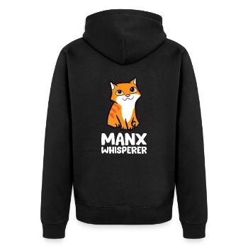 Funny Manx Cat Cute Manx Whisperer - Unisex Premium Bio Zip Hoodie - Schwarz - Hinten - Nico (187cm)