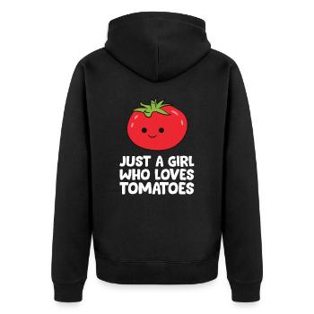 Just a Girl Who Loves Tomatoes - Unisex Premium Organic Zip Hoodie - black - Back - Nico (187cm)
