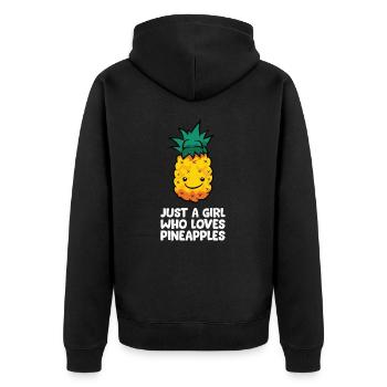 Nur ein Mädchen, das Ananas liebt - Unisex Premium Bio Zip Hoodie - Schwarz - Hinten - Nico (187cm)