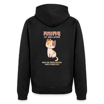 Anime ist wie Latein I Cute Anime Neko Katze - Unisex Premium Bio Zip Hoodie - Schwarz - Hinten - Nico (187cm)