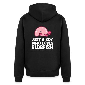 Just a Boy Who Loves Blobfish - Unisex Premium Organic Zip Hoodie - black - Back - Nico (187cm)