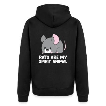 Rats Are My Spirit Animal Cute Rat - Unisex Premium Organic Zip Hoodie - black - Back - Nico (187cm)