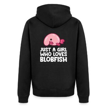 Just a Girl Who Loves Blobfish - Unisex Premium Organic Zip Hoodie - black - Back - Nico (187cm)