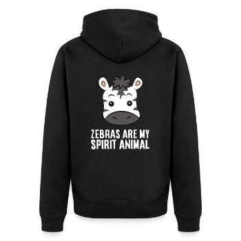 Lustige Zebra-Liebhaber Zebras sind mein - Unisex Premium Bio Zip Hoodie - Schwarz - Hinten - Nico (187cm)