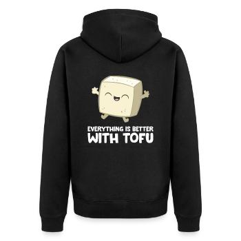 Tofu Vegan Nourriture Végétarienne Tout est mieux - Veste à capuche bio Premium Unisexe - noir - Dos - Nico (187cm)
