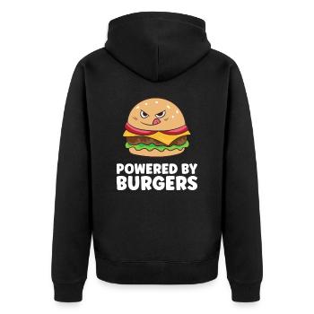 Burger Fast Food Powered By Burgers - Unisex Premium Bio Zip Hoodie - Schwarz - Hinten - Nico (187cm)