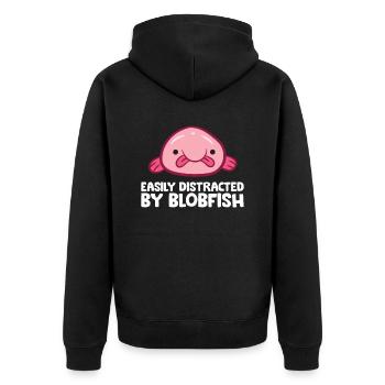 Blobfish Sea Creature Easily Distracted By - Unisex Premium Organic Zip Hoodie - black - Back - Nico (187cm)
